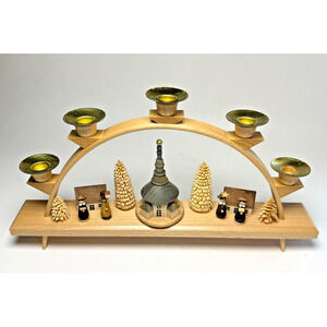 Erzgebirge Wooden Candle Arch Seiffen Village Church Carolers Hand Carved German